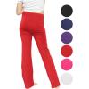 imageSTRETCH IS COMFORT Girls Cotton High Rise Everyday Straight Leg Yoga Pants  Youth Sizes for Little to Big KidsRed