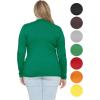 imageSTRETCH IS COMFORT Womens Long Sleeve Lay Flat Crew Neck Tee  Everyday Top  Plus ampamp Regular Sizes S5XKelly Green