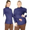 imageSTRETCH IS COMFORT Womens Oh So Soft Classic Fit Long Sleeve Mock Neck Top Navy Blue Small