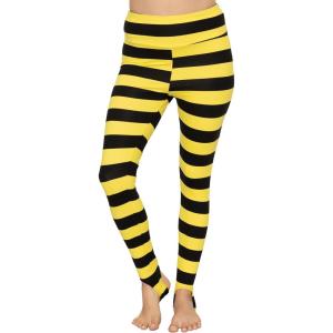 imageSTRETCH IS COMFORT Oh So Soft High Waist Stirrup Leggings Lightweight and Durable Multiple Colors for Women and Plus SizeBlack Yellow Stripes