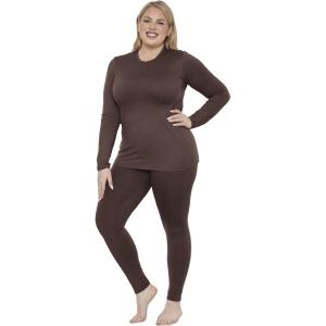 imageSTRETCH IS COMFORT Womens Oh So Soft Crew Neck Long Sleeve ampamp Leggings Set  Stretch 2Piece Outfit  Regular ampamp Plus Size S5XBrown