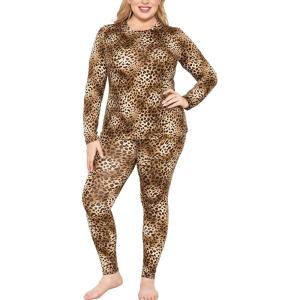 imageSTRETCH IS COMFORT Womens Oh So Soft Crew Neck Long Sleeve ampamp Leggings Set  Stretch 2Piece Outfit  Regular ampamp Plus Size S5XBrown Cheetah