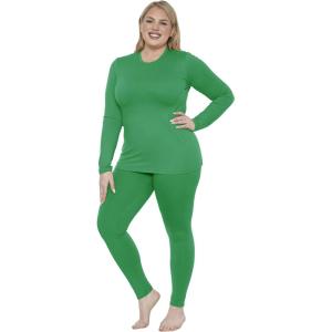 imageSTRETCH IS COMFORT Womens Oh So Soft Crew Neck Long Sleeve ampamp Leggings Set  Stretch 2Piece Outfit  Regular ampamp Plus Size S5XKelly Green