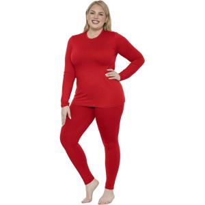 imageSTRETCH IS COMFORT Womens Oh So Soft Crew Neck Long Sleeve ampamp Leggings Set  Stretch 2Piece Outfit  Regular ampamp Plus Size S5XRed