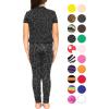 imageSTRETCH IS COMFORT Youth Girls Oh So Soft 2Piece Set  Short or Long Sleeve Crew Neck Top with Matching LeggingsBlack Cheetah