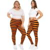 imageSTRETCH IS COMFORT Womens and Plus Size Oh So Soft Knee ampamp Full Length Leggings  Lots of Prints  Adult Sizes S7XBlack Orange Stripes