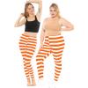 imageSTRETCH IS COMFORT Womens and Plus Size Oh So Soft Knee ampamp Full Length Leggings  Lots of Prints  Adult Sizes S7XOrange White Stripes