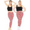 imageSTRETCH IS COMFORT Womens and Plus Size Oh So Soft Knee ampamp Full Length Leggings  Lots of Prints  Adult Sizes S7XRed White Stripes