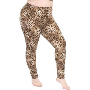 imageSTRETCH IS COMFORT Womens and Plus Size Oh So Soft Knee ampamp Full Length Leggings  Lots of Prints  Adult Sizes S7XBrown Cheetah