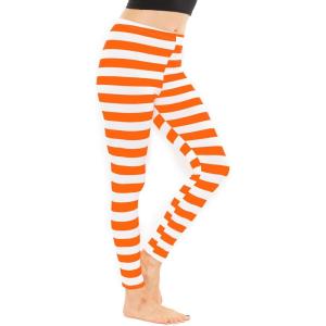 imageSTRETCH IS COMFORT Womens and Plus Size Oh So Soft Knee ampamp Full Length Leggings  Lots of Prints  Adult Sizes S7XOrange White Stripes