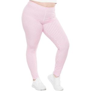 imageSTRETCH IS COMFORT Womens and Plus Size Oh So Soft Knee ampamp Full Length Leggings  Lots of Prints  Adult Sizes S7XPink Gingham