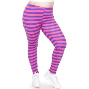 imageSTRETCH IS COMFORT Womens and Plus Size Oh So Soft Knee ampamp Full Length Leggings  Lots of Prints  Adult Sizes S7XPink Purple Stripes