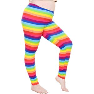 imageSTRETCH IS COMFORT Womens and Plus Size Oh So Soft Knee ampamp Full Length Leggings  Lots of Prints  Adult Sizes S7XRainbow
