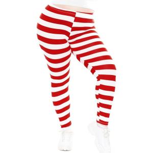 imageSTRETCH IS COMFORT Womens and Plus Size Oh So Soft Knee ampamp Full Length Leggings  Lots of Prints  Adult Sizes S7XRed White Stripes