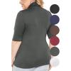 imageWomens Plus Size Warm Short Sleeve Turtleneck Top  Ultra Soft  Adult XL to 5XCharcoal Gray