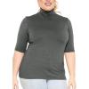 imageWomens Plus Size Warm Short Sleeve Turtleneck Top  Ultra Soft  Adult XL to 5XCharcoal Gray