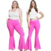 imageSTRETCH IS COMFORT Womens Plus Size Oh So Soft Pull On Stretchy Bell Bottom Flare Pants XL7XNeon Pink