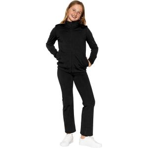 imageSTRETCH IS COMFORT Girls Cadet Jacket and Jogger Sweatsuit Set  Child 416Black Yoga Pants