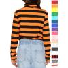 imageSTRETCH IS COMFORT Girls Oh So Soft Long Sleeve Turtleneck  Youth Size 216Black Orange Stripes