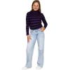 imageSTRETCH IS COMFORT Girls Oh So Soft Long Sleeve Turtleneck  Youth Size 216Black Purple Stripes