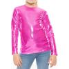 imageSTRETCH IS COMFORT Girls Print Classic Crew Neck Short and Long Sleeves Tee Shirt  Soft Everyday Basic Top  2T16Mystique Hot Pink