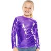 imageSTRETCH IS COMFORT Girls Print Classic Crew Neck Short and Long Sleeves Tee Shirt  Soft Everyday Basic Top  2T16Mystique Purple