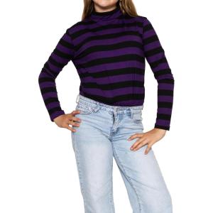 imageSTRETCH IS COMFORT Girls Oh So Soft Long Sleeve Turtleneck  Youth Size 216Black Purple Stripes