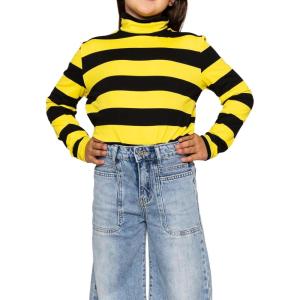 imageSTRETCH IS COMFORT Girls Oh So Soft Long Sleeve Turtleneck  Youth Size 216Black Yellow Stripes