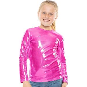 imageSTRETCH IS COMFORT Girls Print Classic Crew Neck Short and Long Sleeves Tee Shirt  Soft Everyday Basic Top  2T16Mystique Hot Pink
