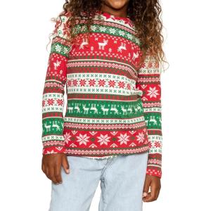 imageSTRETCH IS COMFORT Girls Print Classic Crew Neck Short and Long Sleeves Tee Shirt  Soft Everyday Basic Top  2T16Red Reindeer