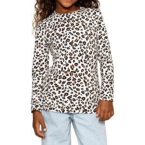 imageSTRETCH IS COMFORT Girls Print Classic Crew Neck Short and Long Sleeves Tee Shirt  Soft Everyday Basic Top  2T16White Cheetah