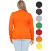 imageSTRETCH IS COMFORT Womens Long Sleeve Lay Flat Crew Neck Tee  Everyday Top  Plus ampamp Regular Sizes S5XOrange
