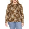imageSTRETCH IS COMFORT Womens Long Sleeve Lay Flat Crew Neck Tee  Everyday Top  Plus ampamp Regular Sizes S5XBrown Leopard