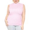 imageSTRETCH IS COMFORT Womens Plus Oh So Soft Sleeveless Mock Neck Top  Perfectly Stylish Cozy Essential for Everyday XS5XLPink Gingham