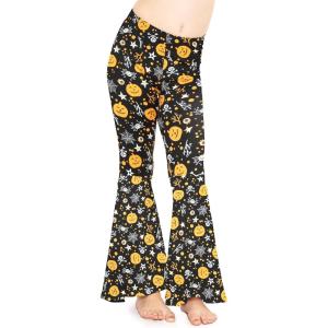 imageSTRETCH IS COMFORT Girls Stretch Bell Bottoms Flare Pants Little  Big Kid Ruffle Bootcut Leggings  Sizes 214Halloween Pumpkin Patch