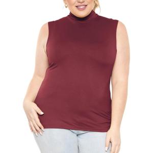 imageSTRETCH IS COMFORT Womens Plus Oh So Soft Sleeveless Mock Neck Top  Perfectly Stylish Cozy Essential for Everyday XS5XLBurgundy
