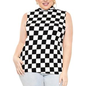 imageSTRETCH IS COMFORT Womens Plus Oh So Soft Sleeveless Mock Neck Top  Perfectly Stylish Cozy Essential for Everyday XS5XLCheckered Black and White