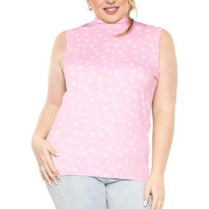 imageSTRETCH IS COMFORT Womens Plus Oh So Soft Sleeveless Mock Neck Top  Perfectly Stylish Cozy Essential for Everyday XS5XLPink Daisies