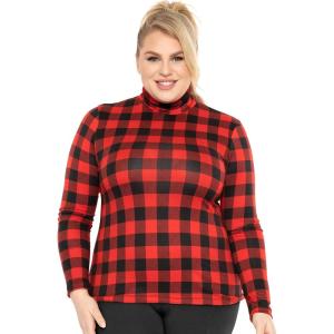 imageSTRETCH IS COMFORT Womens Plus Size Long Sleeve and Sleeveless Turtleneck  XL  7XBuffalo Plaid