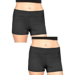 imageStretch is Comfort Womens Teamwear Foldover Yoga Shorts 2 Pack Black Medium