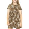 imageSTRETCH IS COMFORT Youth Girls Oh So Soft Playtime T Shirt Dress Short Sleeve Casual Stretch Play DressesLittle to Big KidsBrown Cheetah