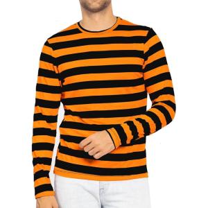 imageSTRETCH IS COMFORT Boys and Mens Oh So Soft Long Sleeve Top  Youth SAdult 3XBlack Orange Stripes