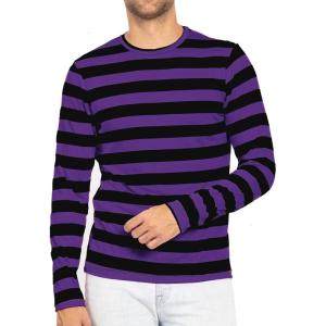 imageSTRETCH IS COMFORT Boys and Mens Oh So Soft Long Sleeve Top  Youth SAdult 3XBlack Purple Stripes