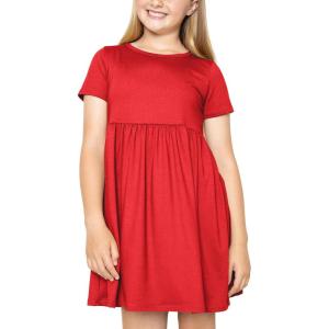 imageSTRETCH IS COMFORT Youth Girls Oh So Soft Playtime T Shirt Dress Short Sleeve Casual Stretch Play DressesLittle to Big KidsRed