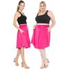 imageWomens and Plus Size Scoop Hem Flare Mid Length Skirt with Pockets  S5XHot Pink