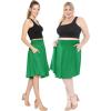 imageWomens and Plus Size Scoop Hem Flare Mid Length Skirt with Pockets  S5XKelly Green