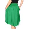 imageWomens and Plus Size Scoop Hem Flare Mid Length Skirt with Pockets  S5XKelly Green