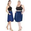 imageWomens and Plus Size Scoop Hem Flare Mid Length Skirt with Pockets  S5XRoyal Blue