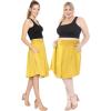 imageWomens and Plus Size Scoop Hem Flare Mid Length Skirt with Pockets  S5XYellow