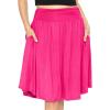 imageWomens and Plus Size Scoop Hem Flare Mid Length Skirt with Pockets  S5XHot Pink